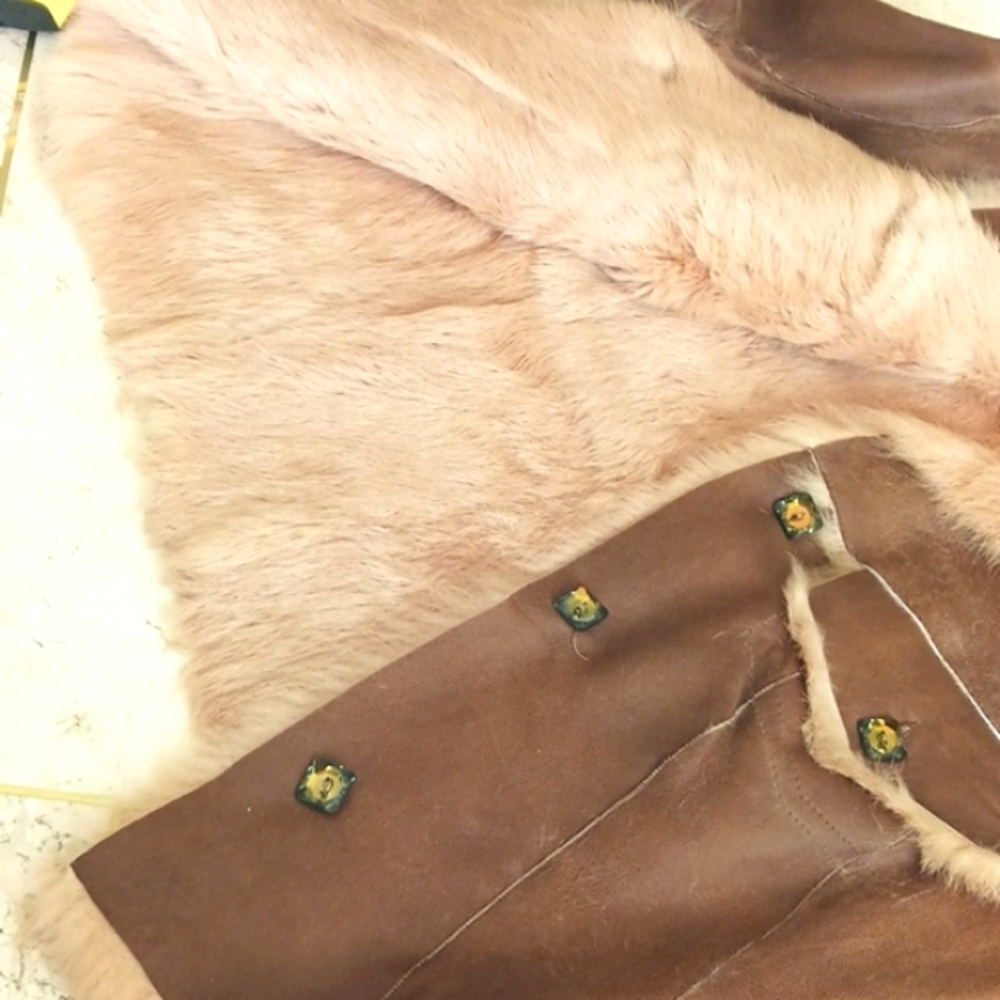 Womens "cache"vintage Leather patch & rabbit fur jacket,NEW, beautiful peice,XS - Picture 10 of 16